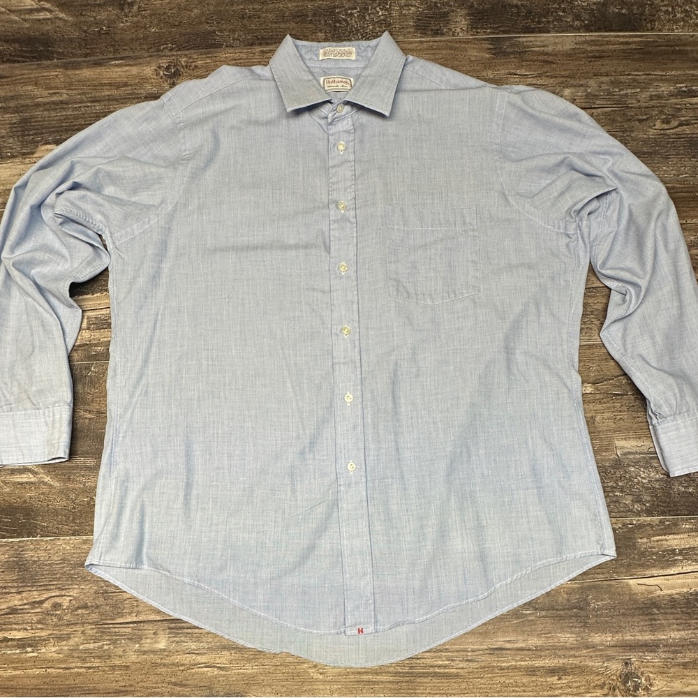 Vintage Hathaway Poplin Dress Shirt Made USA Mens Large Ivy Prep GUC